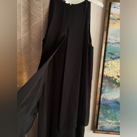 Theory Dress Size 12 100% Silk Black Layered Lined Chiffon Slip Sleeveless - Picture 3 of 10